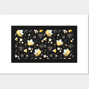 Cute Bee Pattern Posters and Art